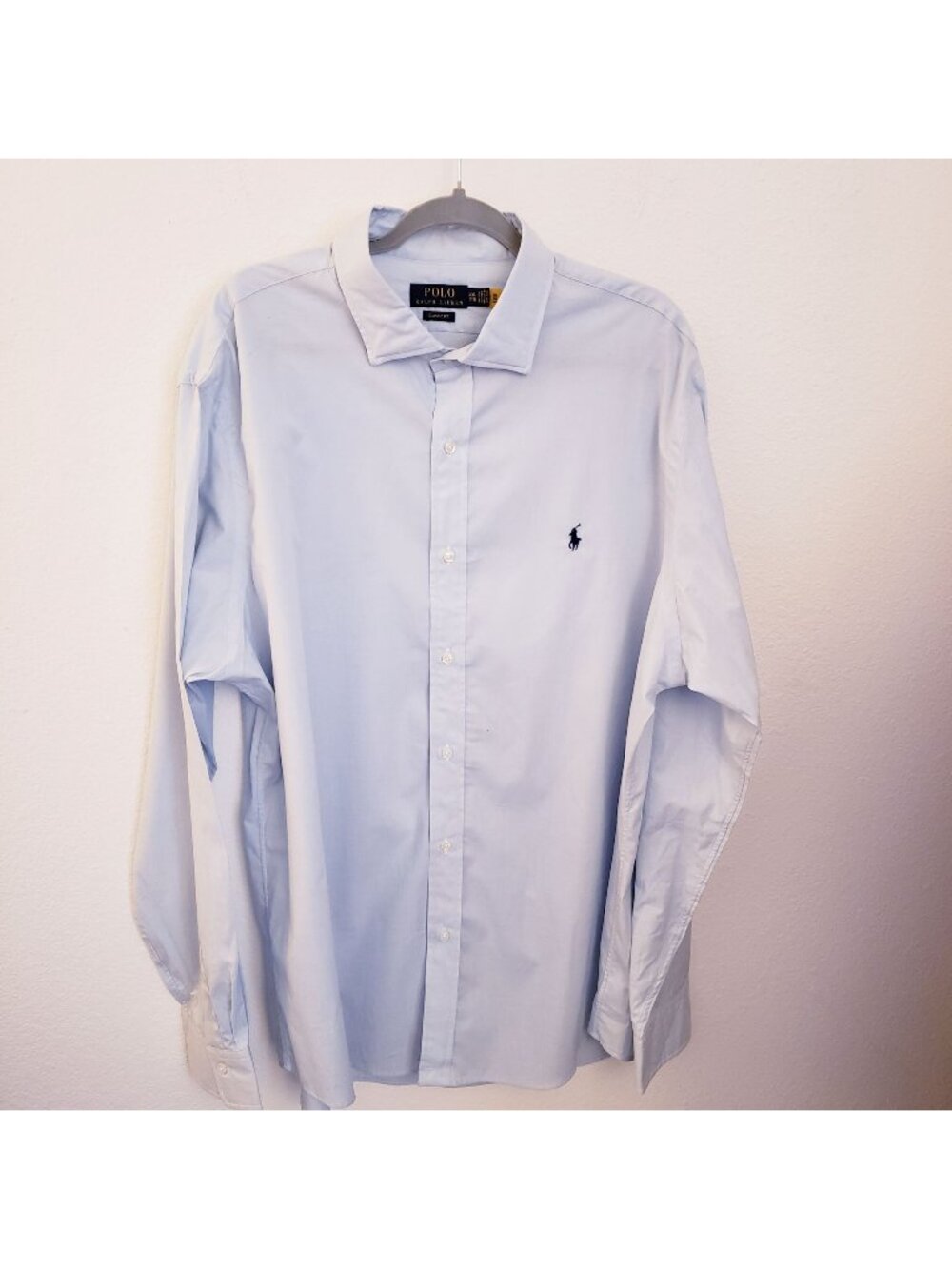 Polo Ralph Lauren Classic Fit 100% Cotton Lt Blue Shirt w/Metal Collar Stays XXL